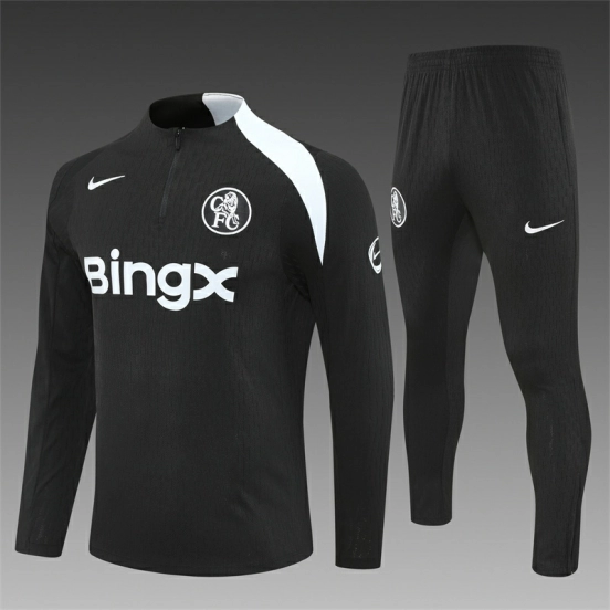 Player Version 25/26 Chelsea Black T90 Half Zipper Jacket+Long Pants