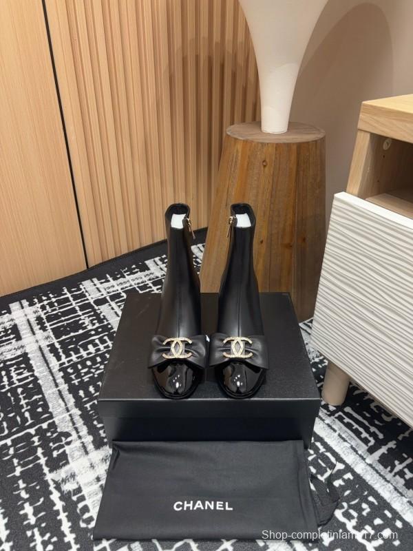 Chanel 2025 SS Bow CC Crystal Buckle Ankle Boots - LY00340/LY00350