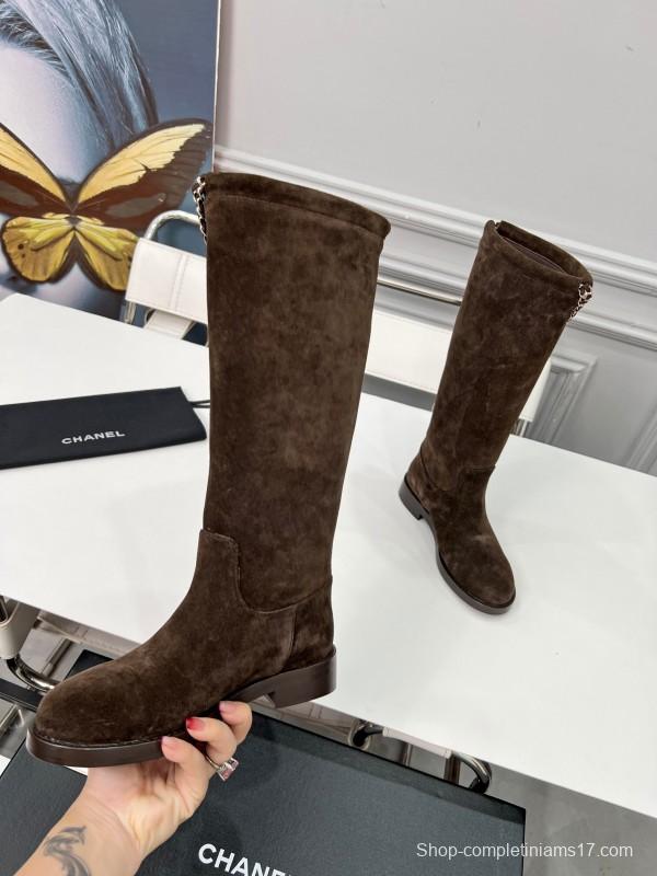 Chanel 2025/SS Quilted Leather Chain CC Four-Leaf Clover Flat Ankle Boots - LY00510