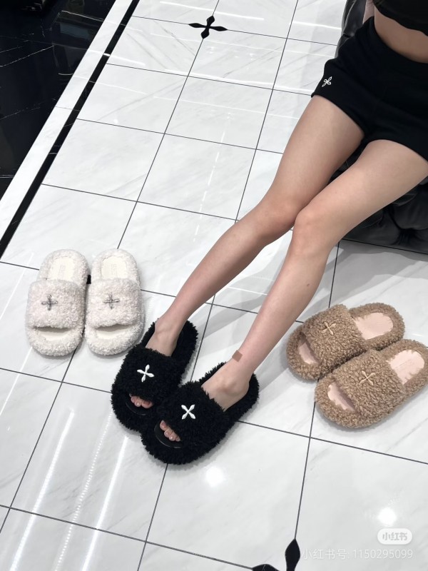 SMFK 2025SS Fur Mule Sandals Latest Popular Cross Pattern - KFY00230