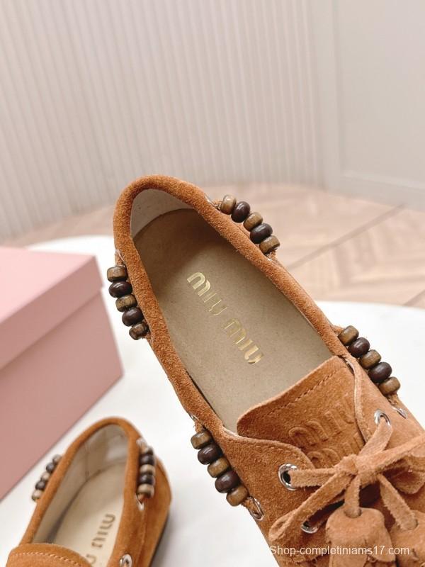 Miu Miu Fall/Winter 2025 Tassel Loafer Mule with Beaded Accents - LY00330
