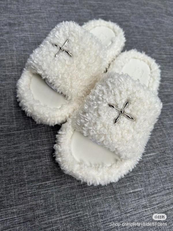 Adidas 2025 SS SMFK Fur Slippers Latest Popular Cross Pattern - KFY00230