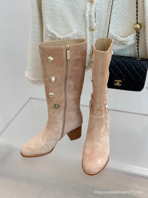 Chanel 25K Double C Metal Buckle High Heel Boots - KFY00530