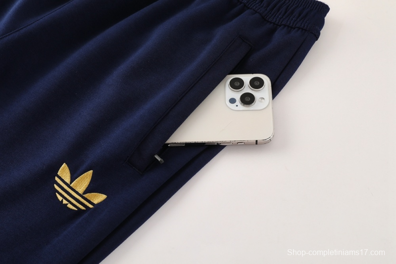 25/26 Real Madrid Royal Blue Half Zipper Jacket+Long Pants S-2XL