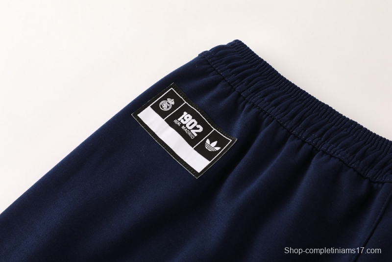 25/26 Real Madrid Royal Blue Half Zipper Jacket+Long Pants S-2XL