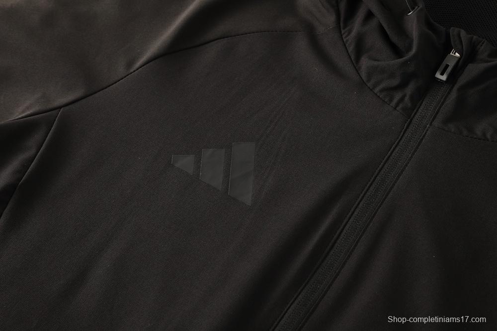 2025 Adidas Black Half Zipper Jacket+Long Pants S-2XL