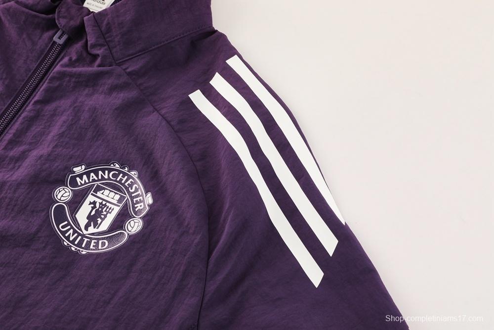 25/26 Manchester United Purple S-2XL Half Zipper Jacket+Long Pants