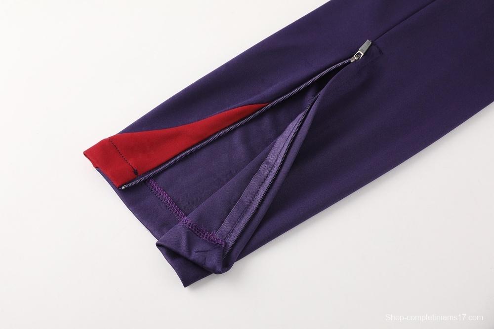 2025 England Purple Half Zipper Jacket+Long Pants