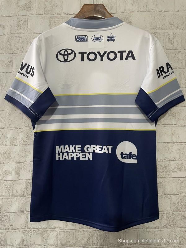 25/26 North Queensland Cowboys Navy with White and Grey Stripes Jersey