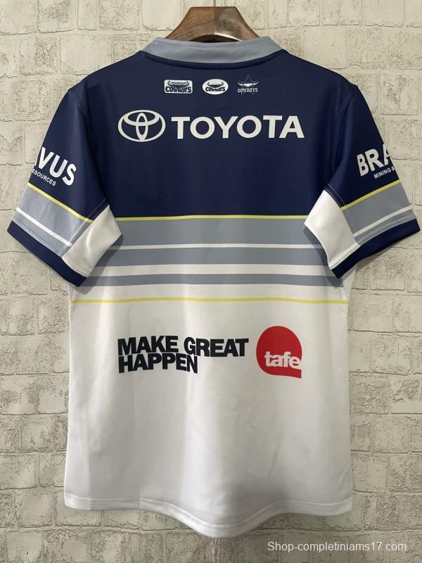 25/26 North Queensland Cowboys White and Navy with Grey Stripes Jersey