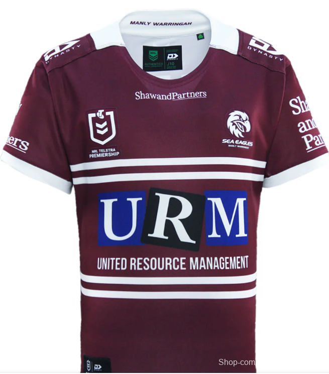 2025 Manly Warringah Sea Eagles Maroon with White Hoops Home Jersey
