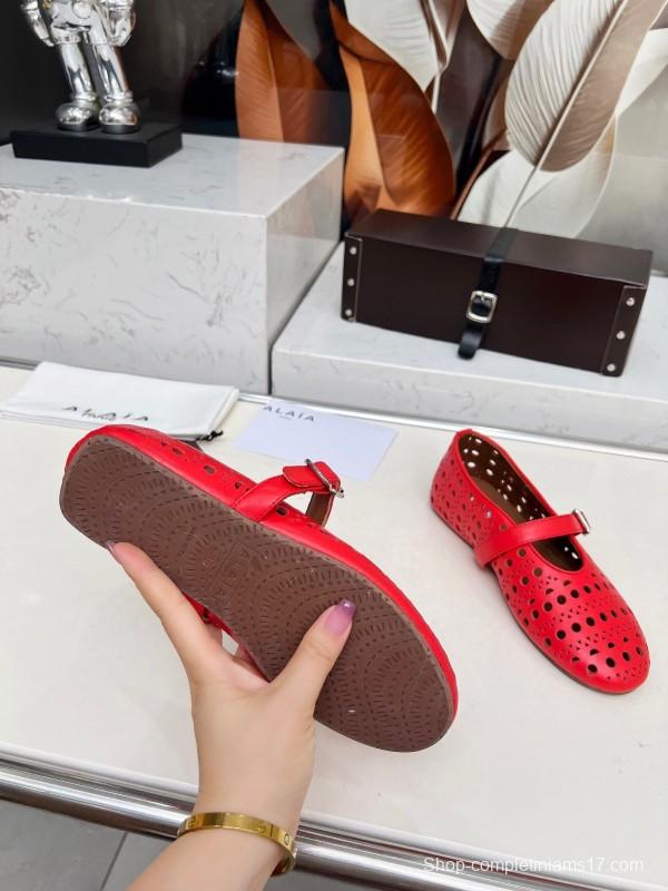 Alaia 2025/SS Perforated Ballet Flats - LY00320