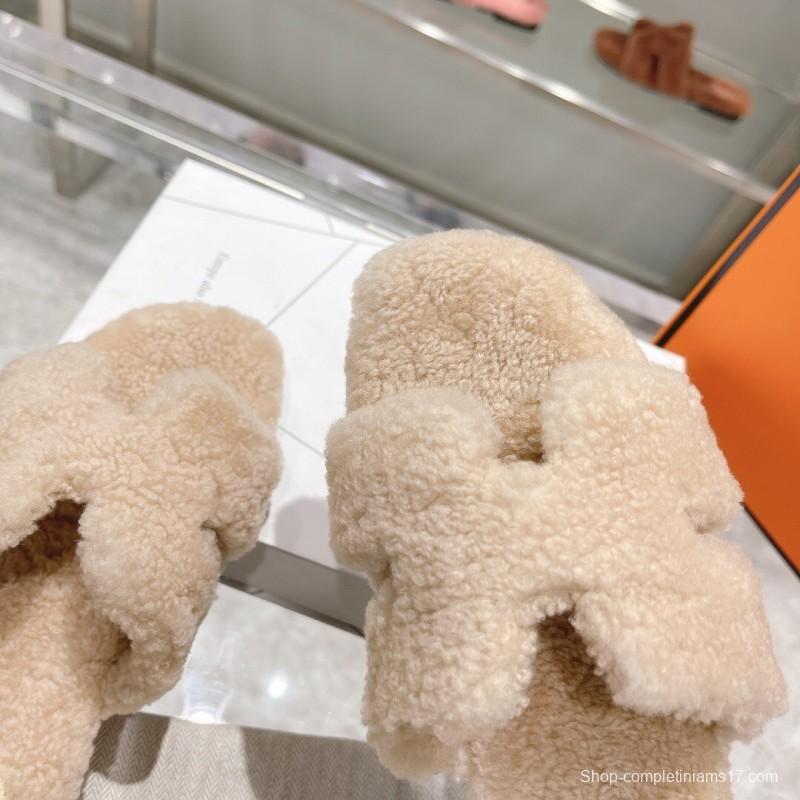 H Home Love Teddy Wool H Slippers Flat Sole Winter - LY00240