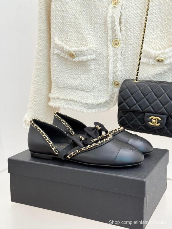 Chanel 2025 SS Hollow Chain Bow Mary Jane Shoes - KFY00290/KFY00300