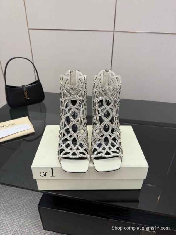 Sergio Rossi Mermaid Sandals 2025 SS Collection Elegant Fishnet High Heels - KFY00470