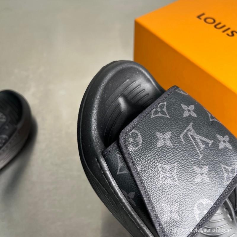 Louis Vuitton Miami Mule Slip-On Sandals with Hook-and-Loop Fastener - YC