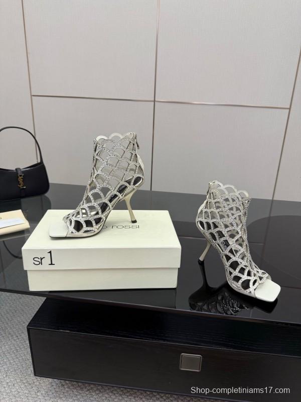 Sergio Rossi Mermaid Sandals 2025 SS Collection Elegant Fishnet High Heels - KFY00470