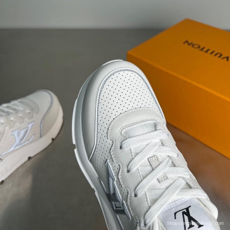 Lv Classic Leather Round Toe Lace-Up Low Top Casual Shoes - YC