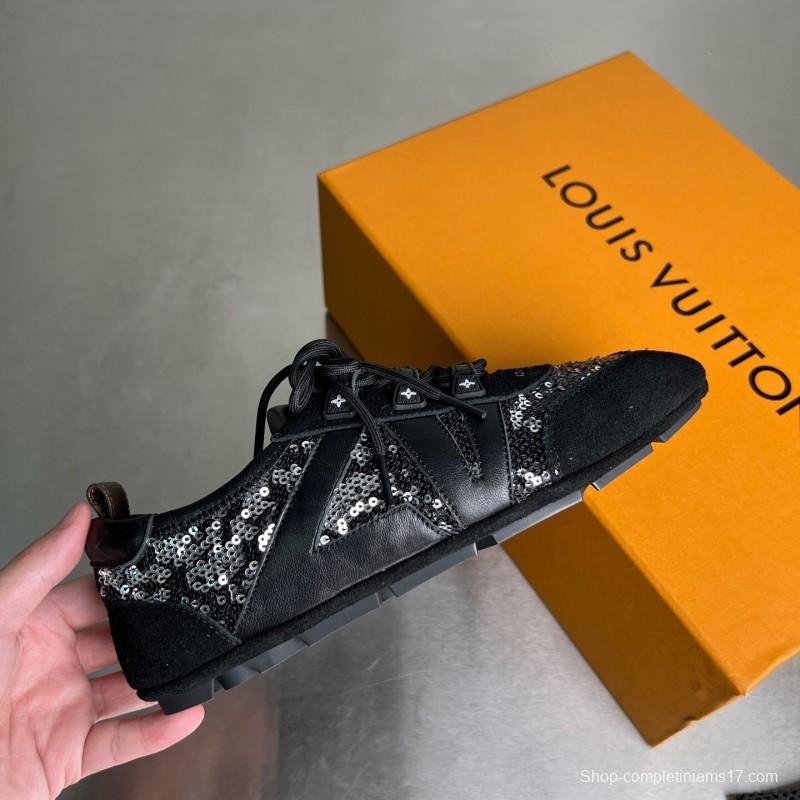 Lv Sneakerina 2025 SS Ballet Round Toe Lace-Up Low Top Lifestyle Casual Shoes - YC