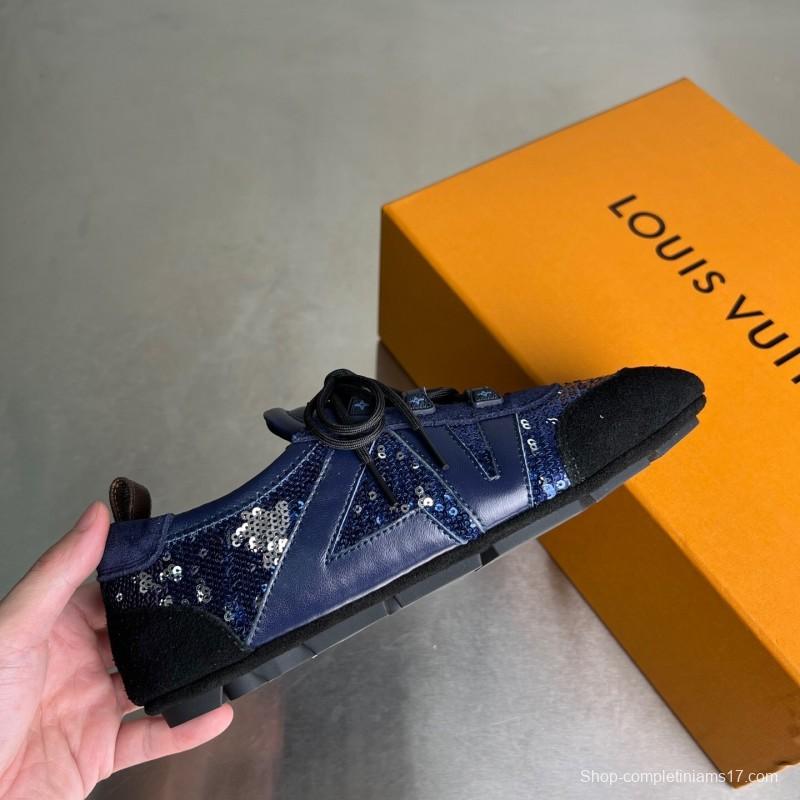 L v Sneakerina 2025/SS Ballet Round Toe Lace-Up Low Top Casual Lifestyle Shoes - YC