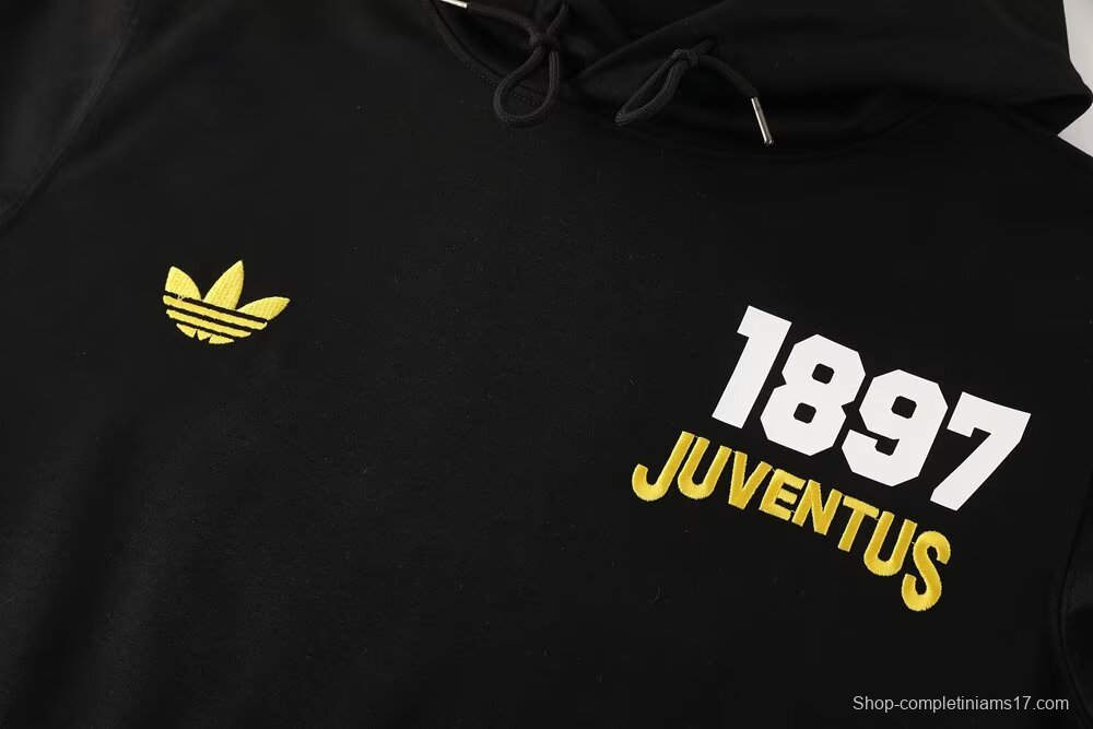 25/26 Juventus Black Sweatshirt Full Zipper Jacket+Long Pants