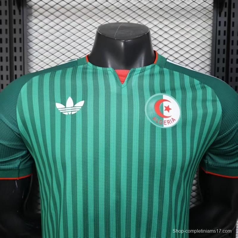 Player Version 2026 Algeria Home Green with Vertical Stripe Pattern Jersey