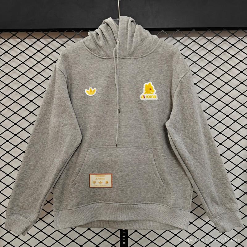 25/26 Adidas x AS Roma Retro  Embroidered Logo Hoodie 9 Colors
