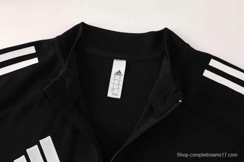 25/26  Adidas Black Full zipper Jacket Tracksuit+ long pants