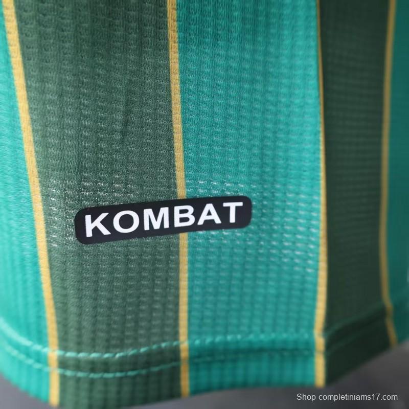 25/26 Player Version  JS Kabylie Home Green Yellow Vertical Stripes Jersey