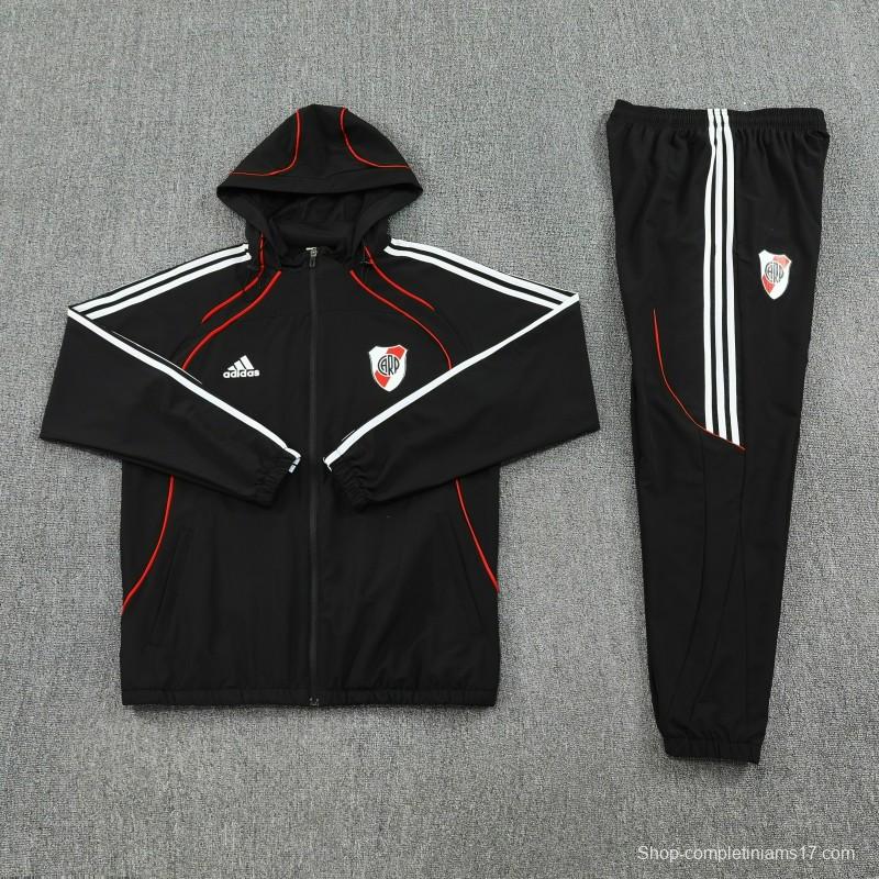 25/26 River Plate Black Full zipper Jacket Tracksuit+ long pants
