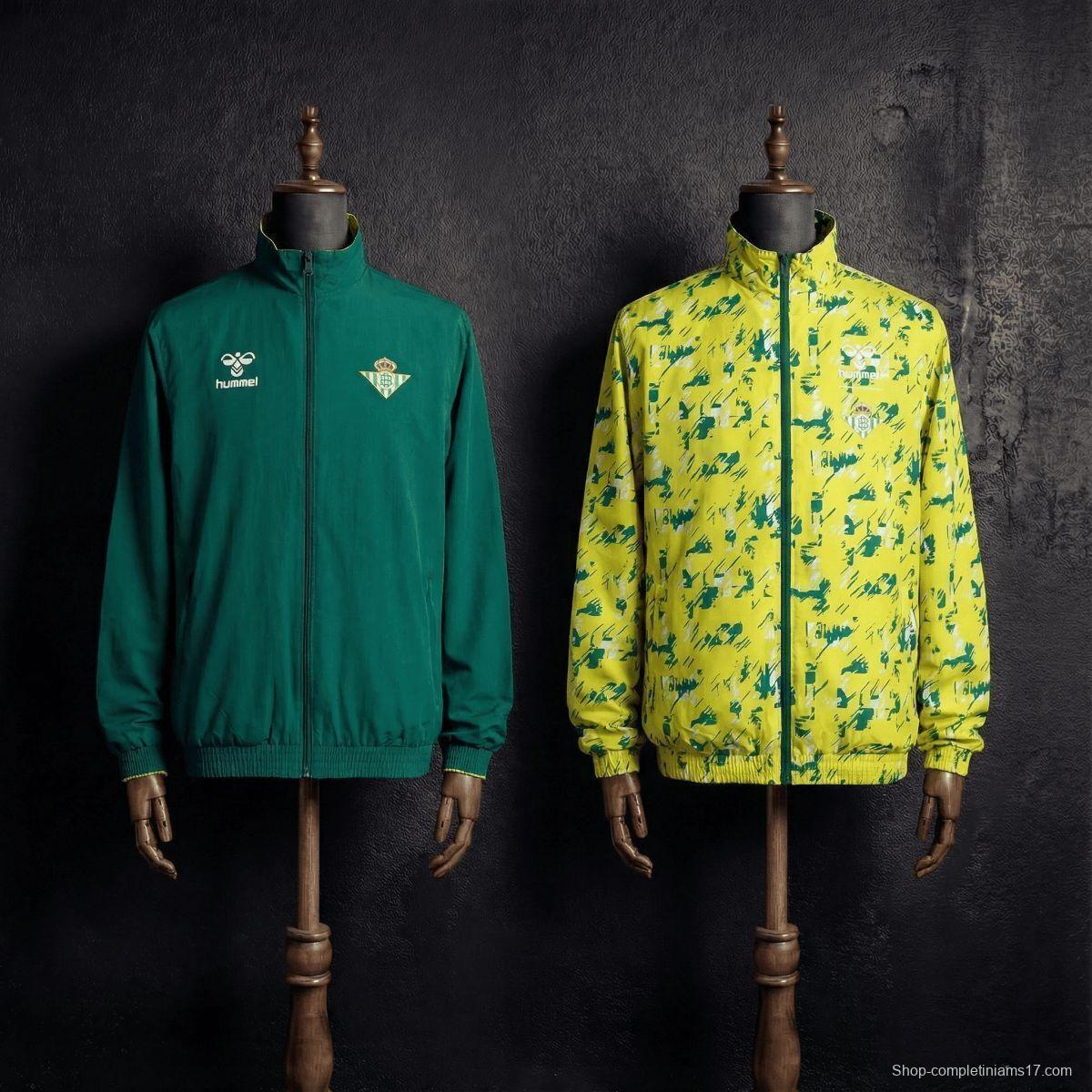 2026 Real Betis Green And Yellow  Reversible Full Zipper Jacket