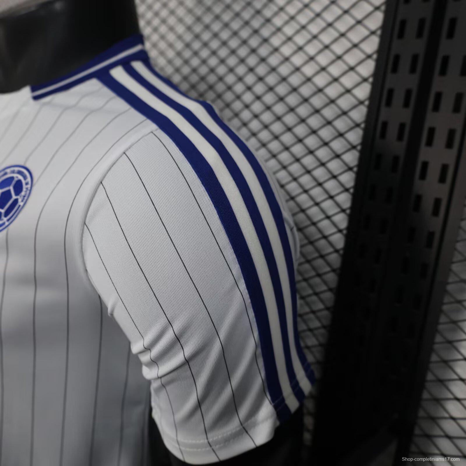 2026 Player Version Colombia White with Blue Vertical Stripe Jersey