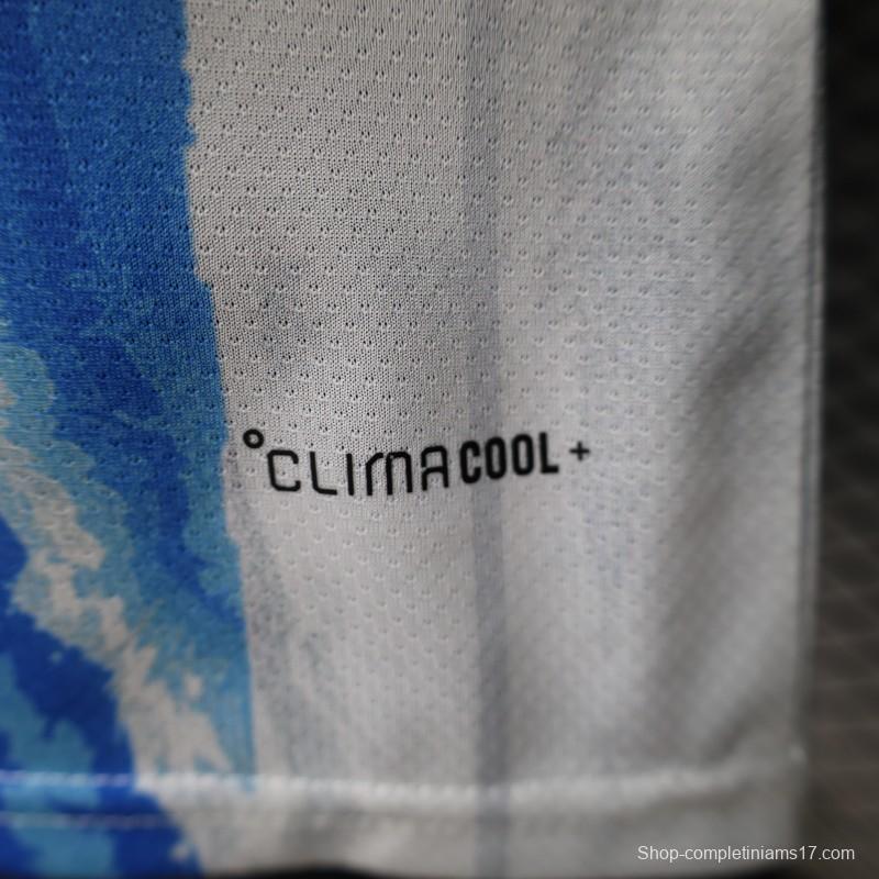 2026 Player Version Argentina White and Light Blue with Brushstroke Stripes Jersey