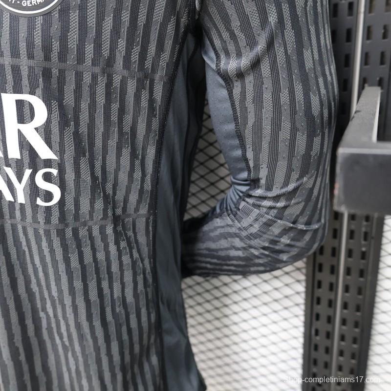 Player Version PSG 25/26 Paris Saint-Germain Black with Grey  Long Sleeve Jersey