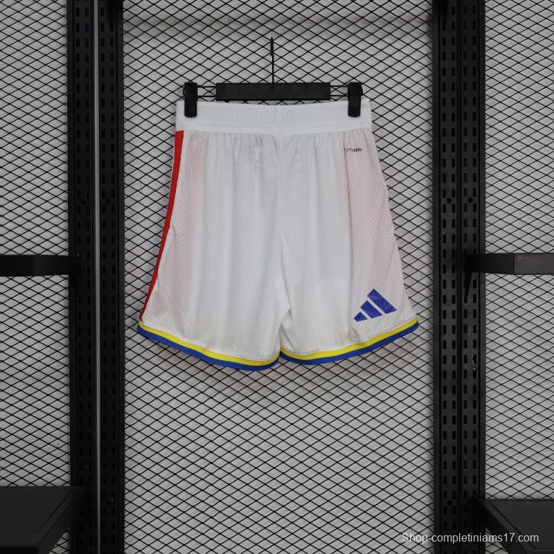 2026 Player Version Colombia White with Red Side Stripes Shorts