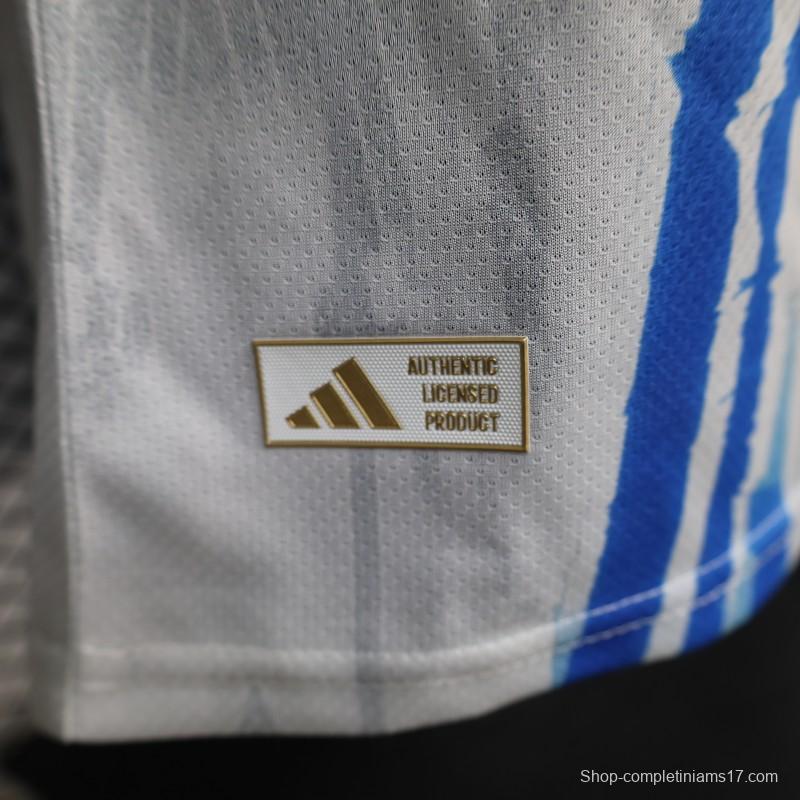 2026 Player Version Argentina White and Light Blue with Brushstroke Stripes Jersey