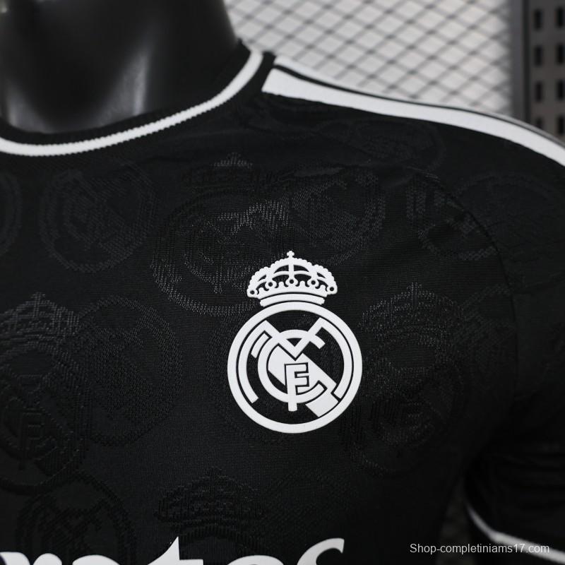 25/26 Player Version Real Madrid Black with Subtle Crest Pattern Jersey