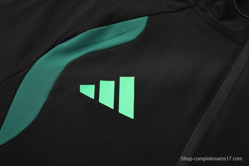 26/27  Mexico Black & Dark Green Full Zipper Hooded Jacket Tracksuit + Long Pants