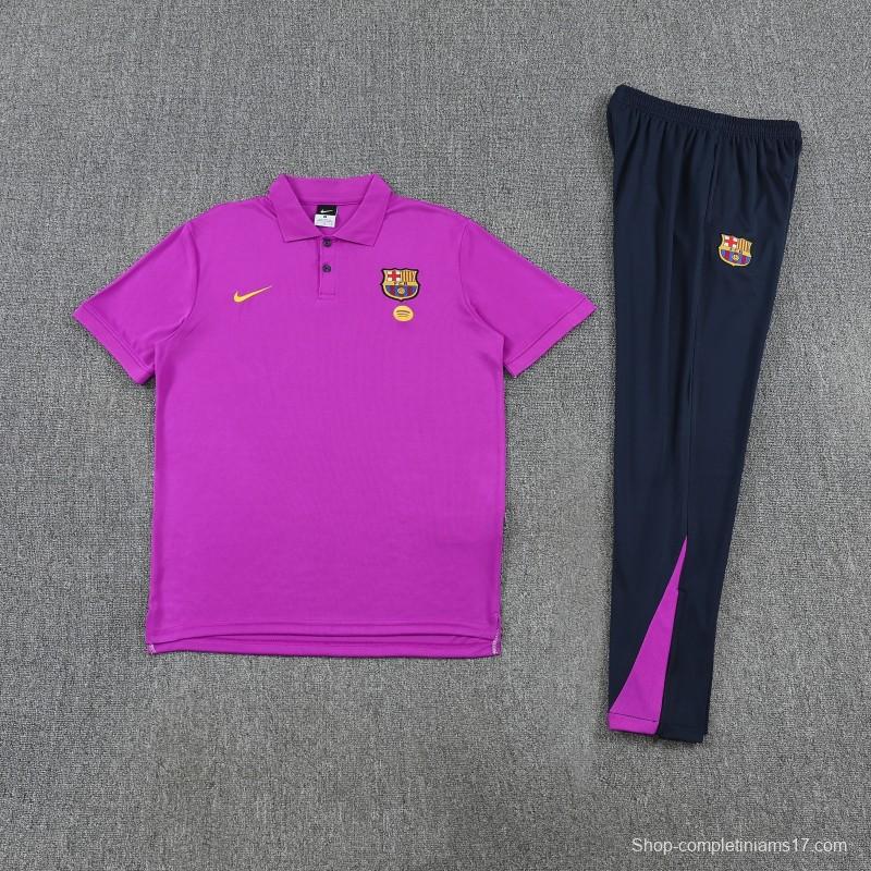 26/27 Barcelona  Purple  Polo Training Shirt + Navy Blue Long Pants Tracksuit