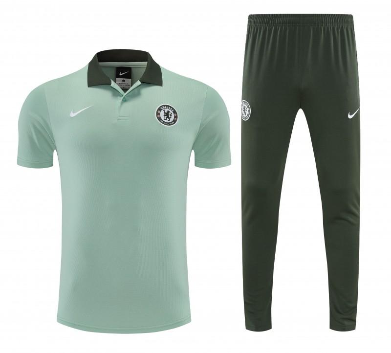 26/27  Chelsea Light Green Polo Training Shirt + Long Pants Tracksuit