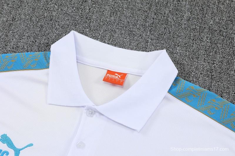 26/27   Marseille White Polo Training Shirt + Long Pants Tracksuit