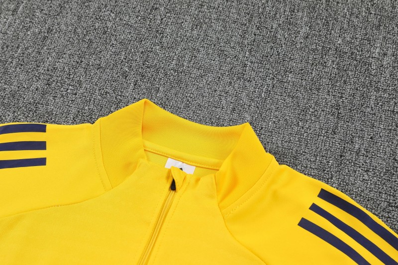 26/27 Boca Juniors Yellow & Navy Blue  Half Zipper Jacket Tracksuit + Navy Blue Long Pants