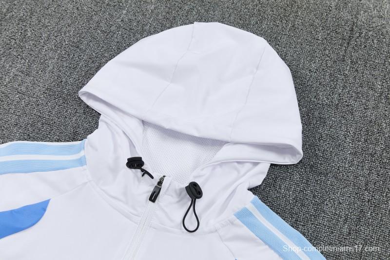 26/27 Argentina  White Full Zipper Hooded Jacket Tracksuit + Long Pants