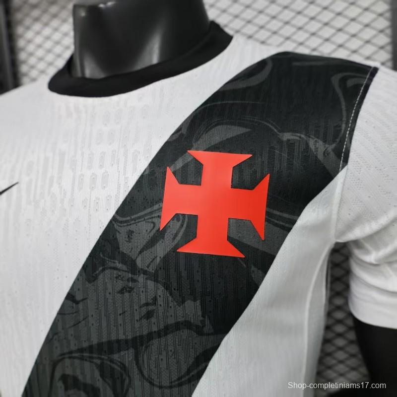 Player Version 26/27 Vasco da Gama Away White with Black Diagonal Sash Jersey