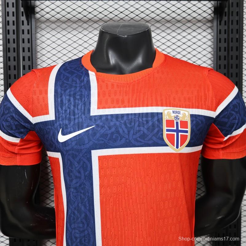 Player Version 2026 Norway Red & Blue with Flag Cross Pattern Home Jersey