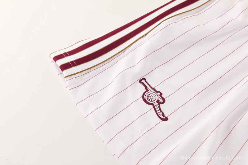 26/27 Arsenal  White Pinstripe Short Sleeve+Soccer Shorts