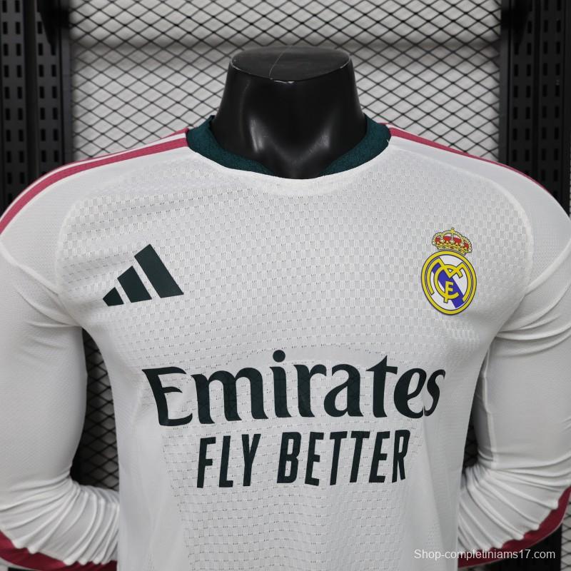 Player Version 26/27 Real Madrid White with Burgundy Stripe Long Sleeve Home Jersey