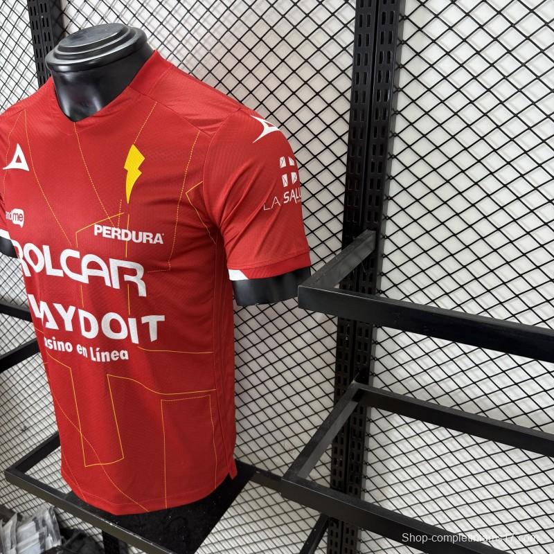 Player Version 25/26 Club Necaxa away Red with Gold Geometric Lightning Pattern Jersey