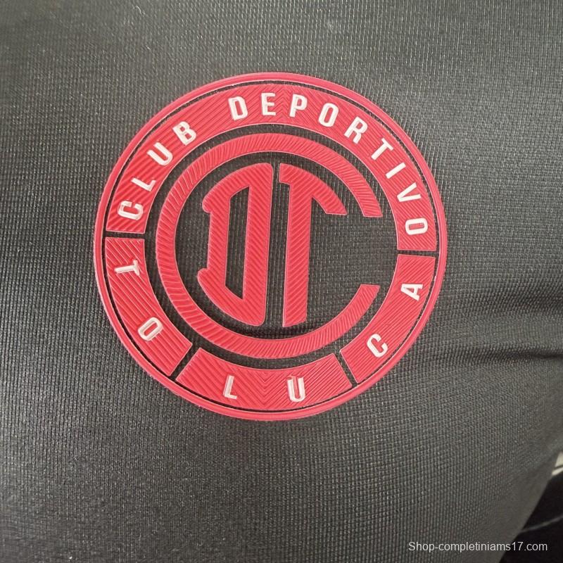 Player Version 25/26 Deportivo Toluca FC Black Goalkeeper Long Sleeve Jersey with Polo Collar
