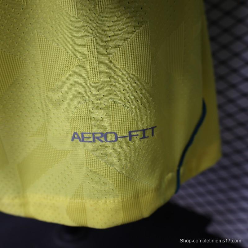 Player Version 2026 Brazil  Yellow with Geometric Pattern Home Long Sleeve Jersey